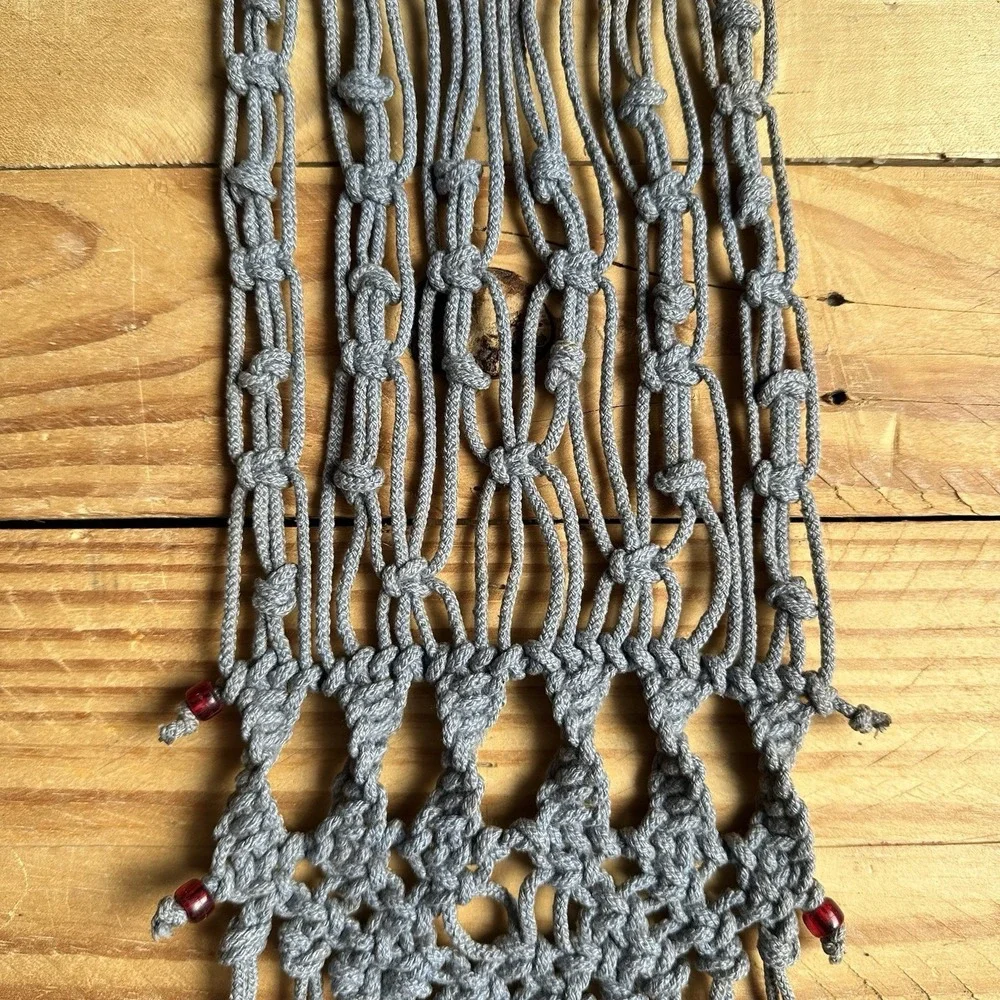 Macrame Wall Hanging Room Home Decor Woven Boho Chic Wall Home Art Red Beads